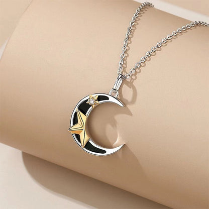 Reaching For The Stars And The Moon Couple Necklace