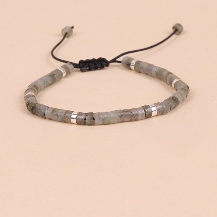 Labradorite Flash Stone Bead Woven Bracelet