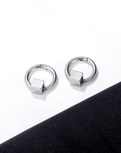 Stainless Steel Cubic Hoop Earrings