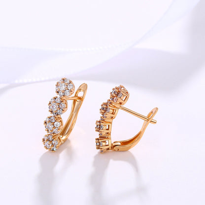 K-plated Gold Circle Zircon Earrings