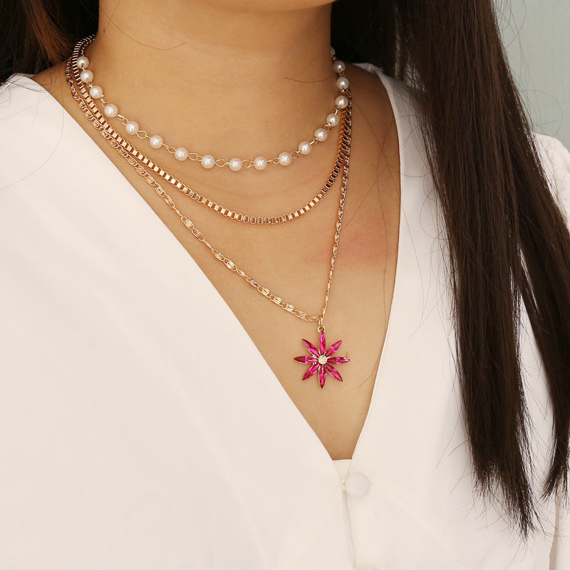 Pearl Flower Multilayer Necklace