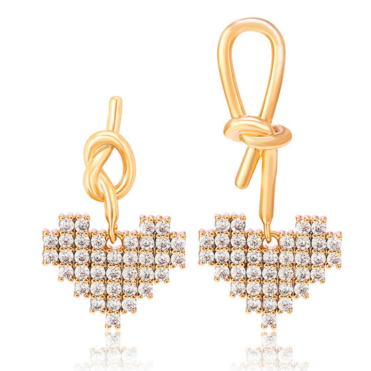 Super Sparkly Fresh Asymmetrical Heart-shaped Earrings