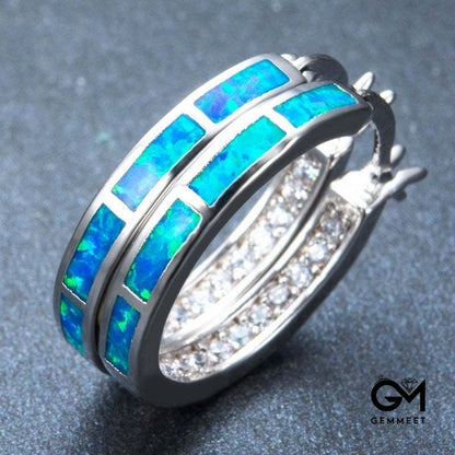 Creative Round Color Opal Earrings