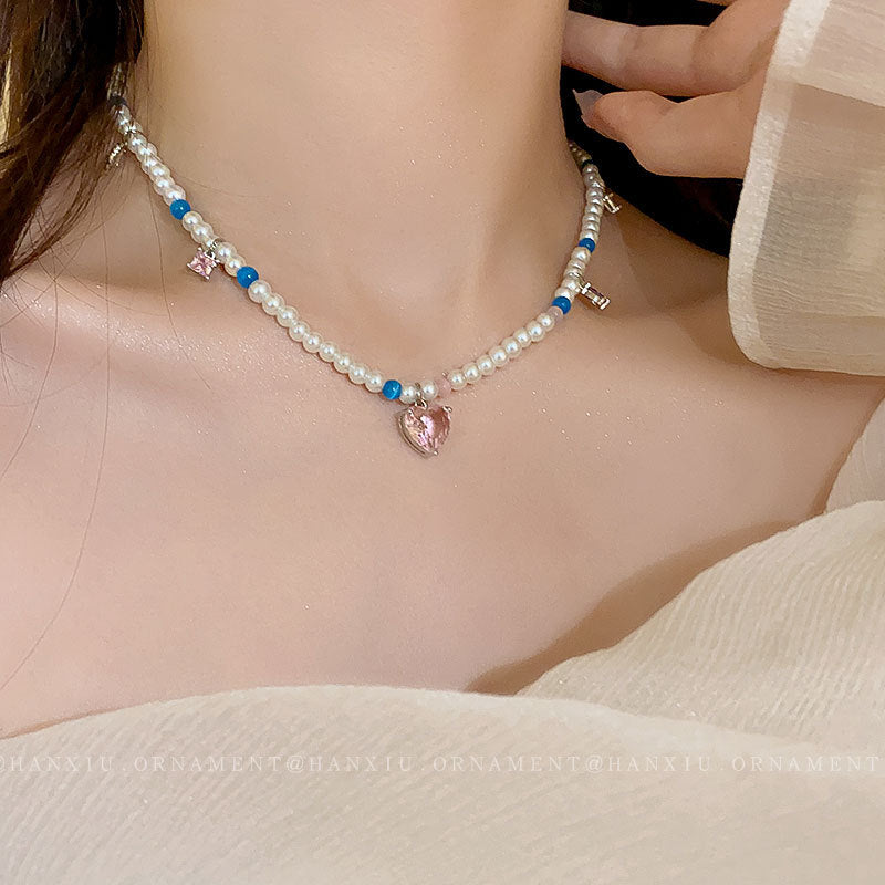 Geometric Love Pearl Necklace