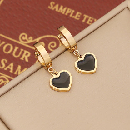 Butterfly Heart Stainless Steel Stud Earrings