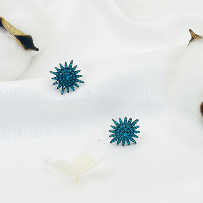 Sunflower Turquoise Inlaid Earrings