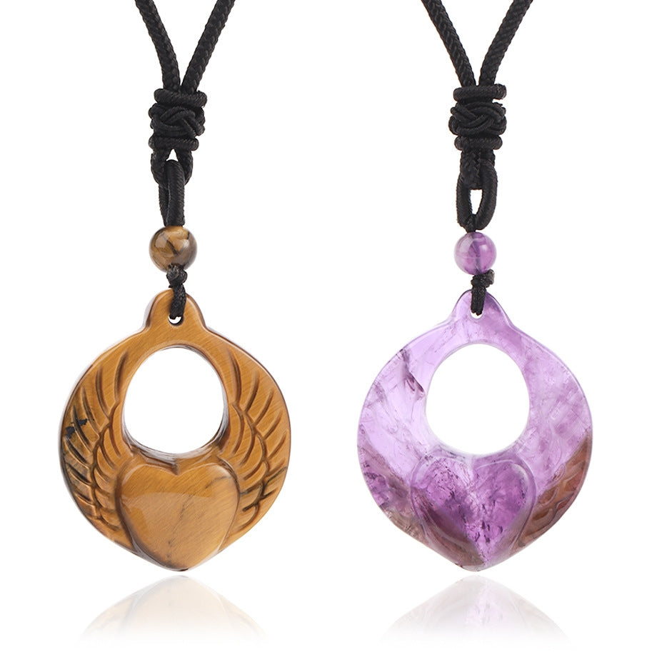 Carved Stone Feather Necklace