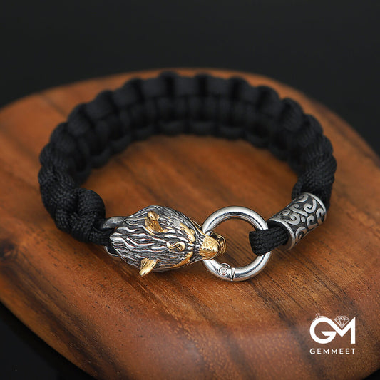 Viking Myth Stainless Steel Odin Wolf Bracelet