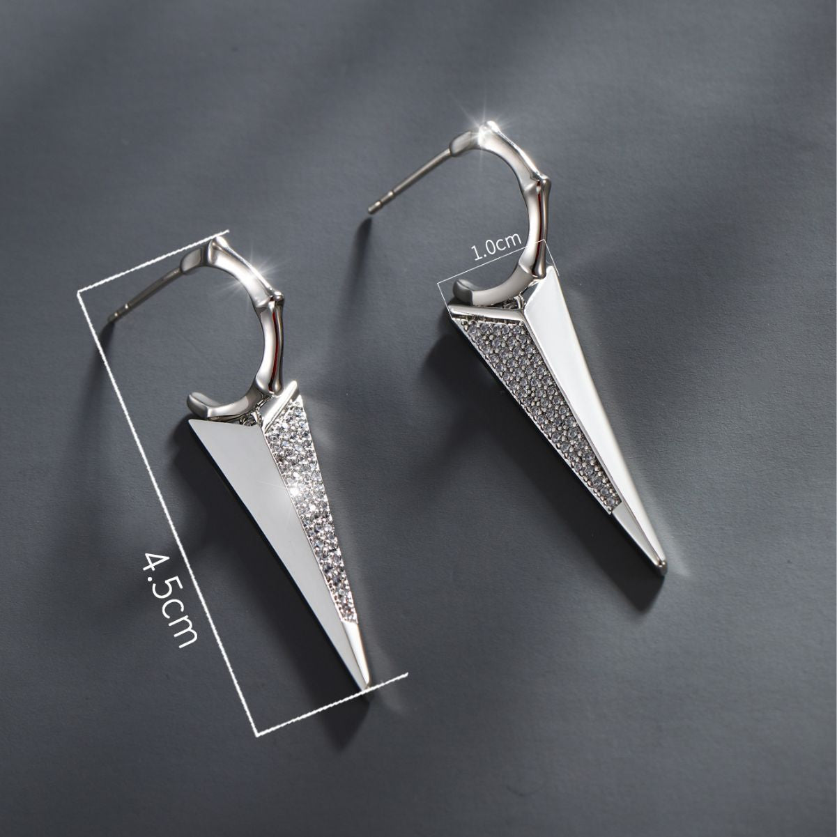 Geometric Triangle Inlaid Zircon Earrings