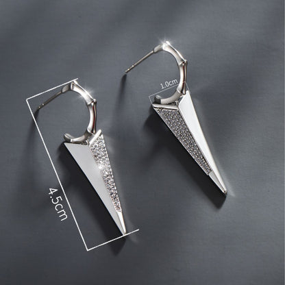 Geometric Triangle Inlaid Zircon Earrings
