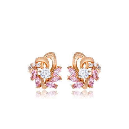 Exquisite Colored Zircon Flower Stud Earrings for Women