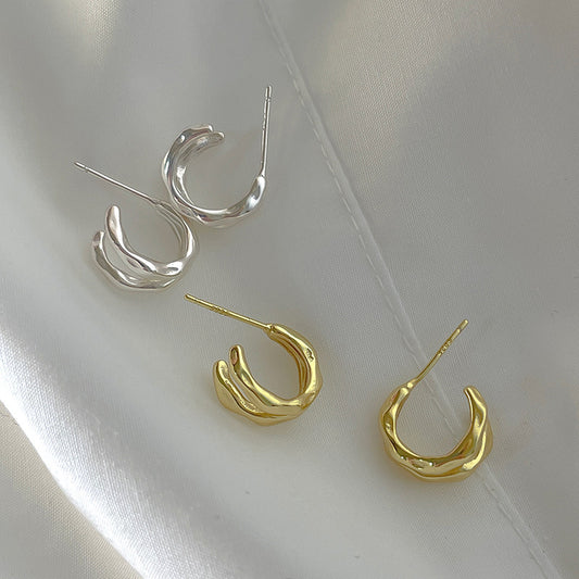 S925 Sterling Silver Irregular Double Stud Earrings