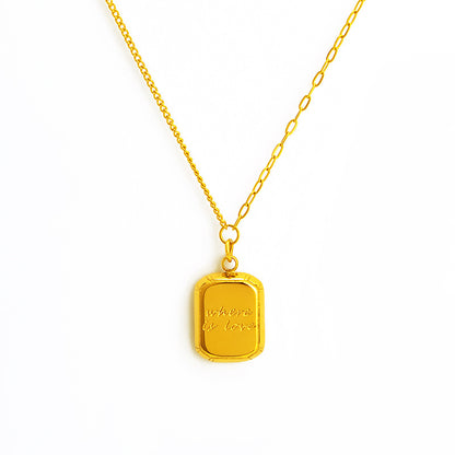 French Style Cubic Square Small Gold Brick Cold Wind Titanium Steel Necklace