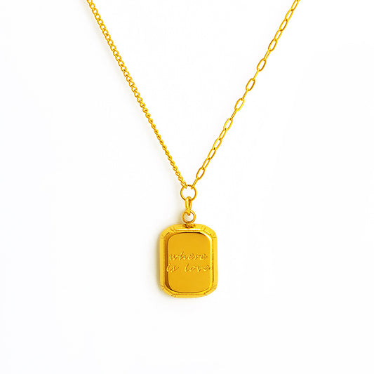 French Style Cubic Square Small Gold Brick Cold Wind Titanium Steel Necklace