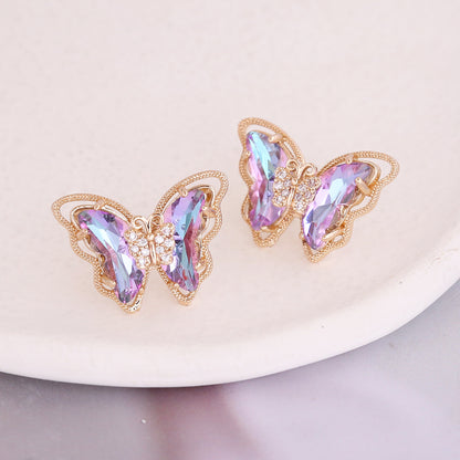 Copper Gradient Butterfly Stud Earrings