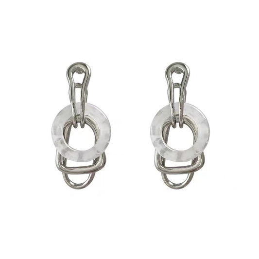 Silver Needle Irregular Metal Earrings