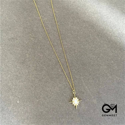 Opal White Zircon Northstar Dainty Star Necklace
