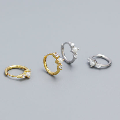 S925 Silver Pearl Circle Temperament Earrings