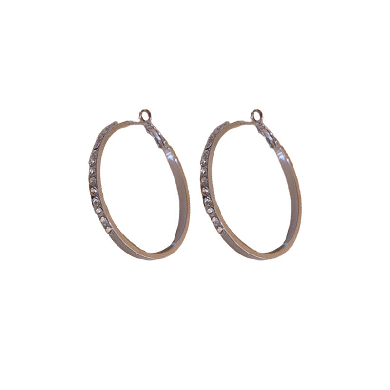 Silver Needle and Diamond Ring Earrings