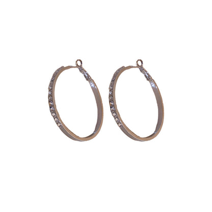 Silver Needle and Diamond Ring Earrings