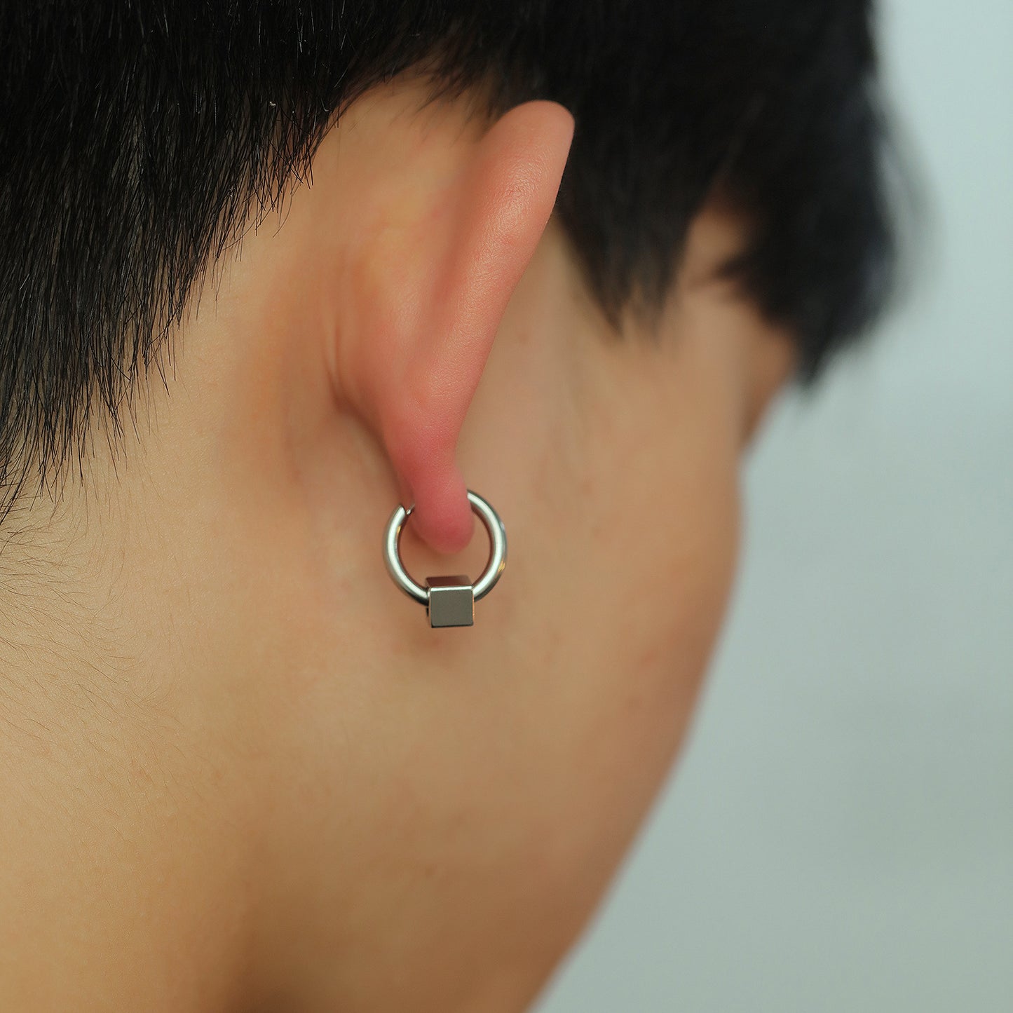Stainless Steel Cubic Hoop Earrings