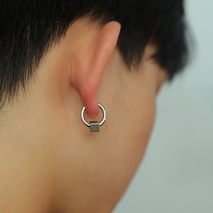 Stainless Steel Cubic Hoop Earrings
