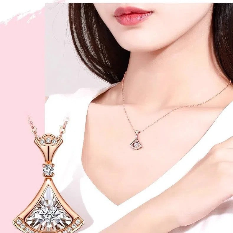 Titanium Steel Rose Gold Smart Little Dress Design Matching Necklace