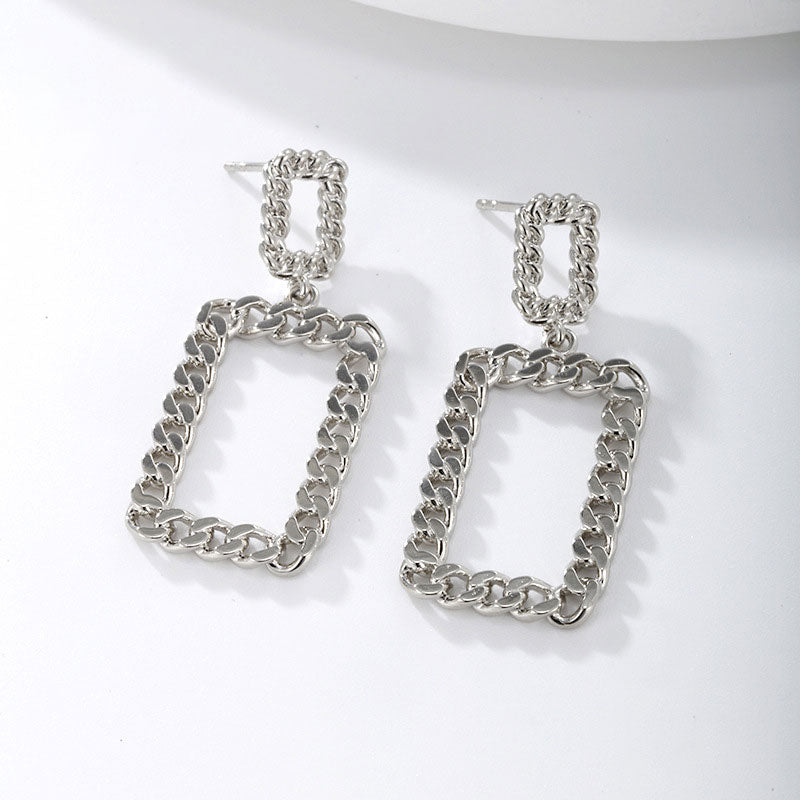 Simple Square Chain Alloy Earrings