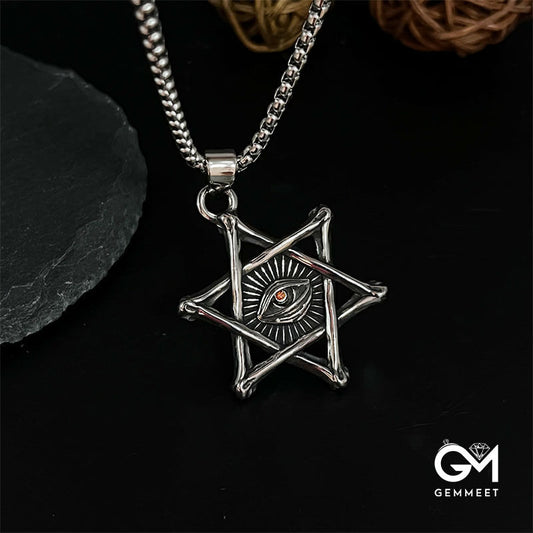Hexagram Devil's Eye Pendant Necklace