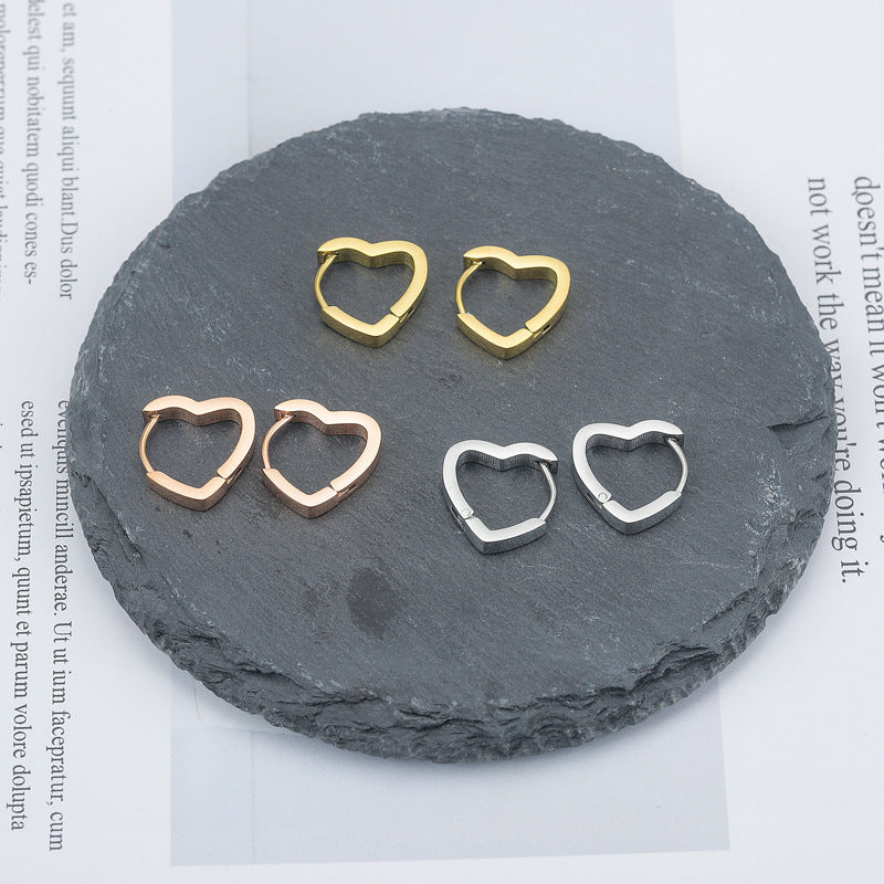 Ins Cold Wind Niche Simple Heart Titanium Steel Earrings