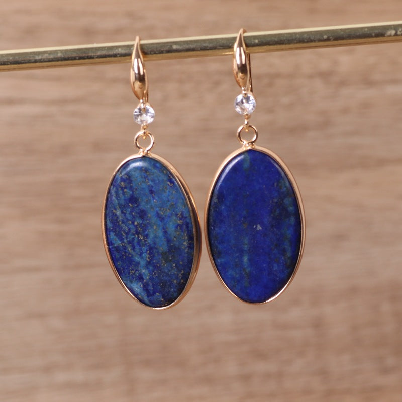 Lapis Lazuli Oval Drop Earrings