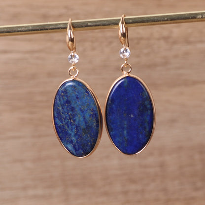 Lapis Lazuli Oval Drop Earrings
