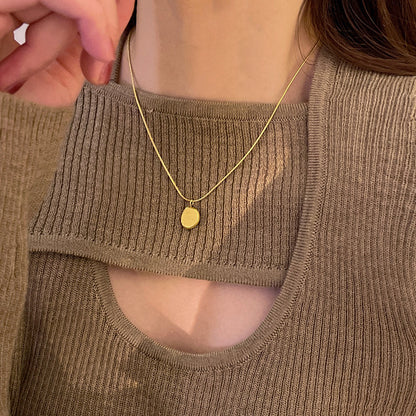 Titanium Steel Letter Brand Bean Necklace