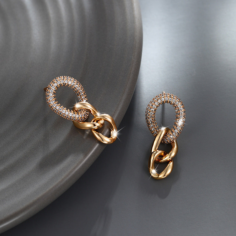 K-plated Gold-plated Interlocking Zircon Earrings