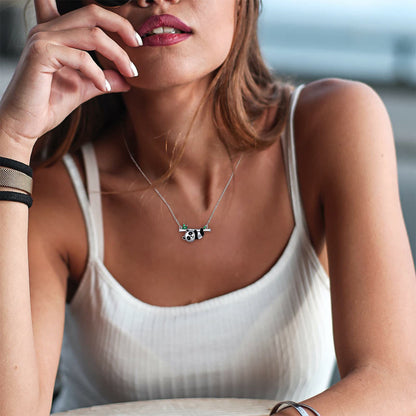 "Lucky And Love" Cute Panda & Leaf Necklace