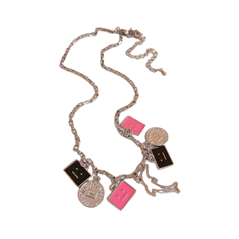 Smiley Face Round Dolphin Necklace