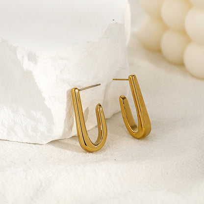 Gold Stainless Steel U-cut Earrings