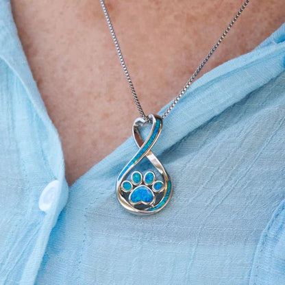 Opal Infinity Love Paw Necklace & Earrings