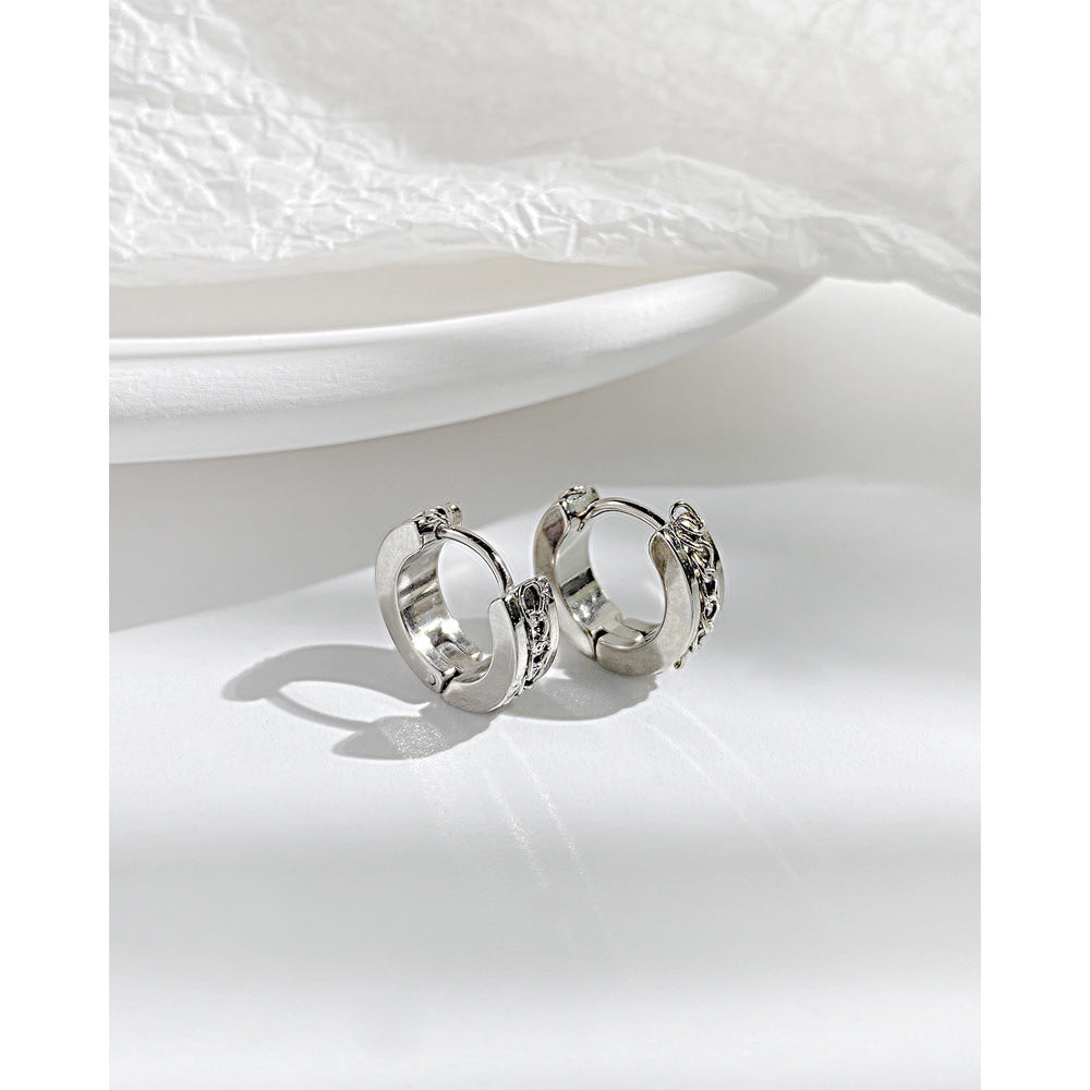 Stainless Steel Rope Totem Huggie Hoop Earrings