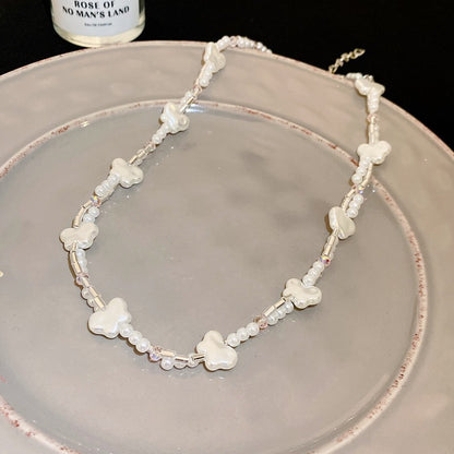 Pearl Butterfly Cross Necklace