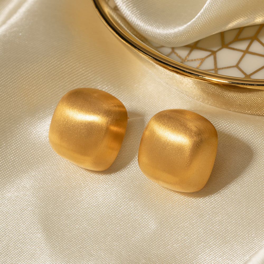 Brushed Matte High Touch Curved Stainless Steel Earrings