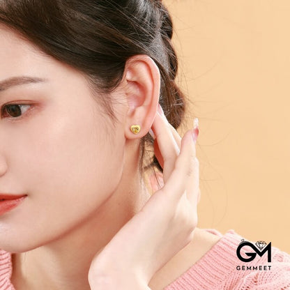 S925 Sterling Silver Yellow Heart Rubber Earrings