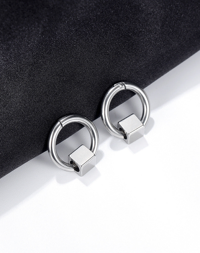 Stainless Steel Cubic Hoop Earrings