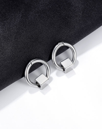 Stainless Steel Cubic Hoop Earrings