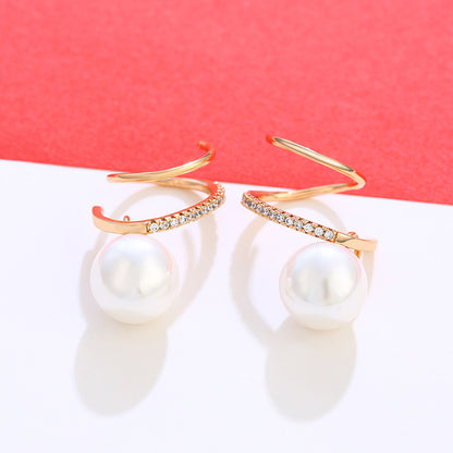 Personalized Spiral Imitation Pearl Earrings