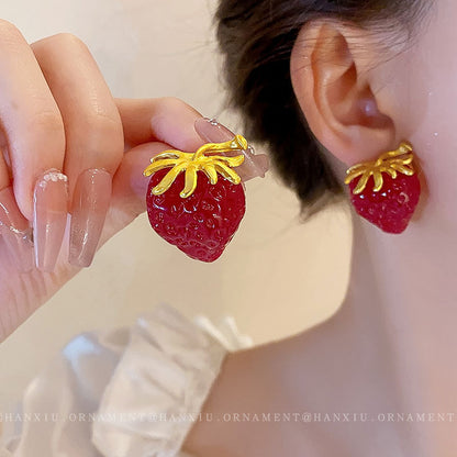 Silver Needle Medieval Strawberry Earrings