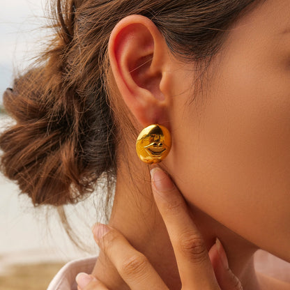 Titanium Steel Gold-plated Lip Oval Earrings