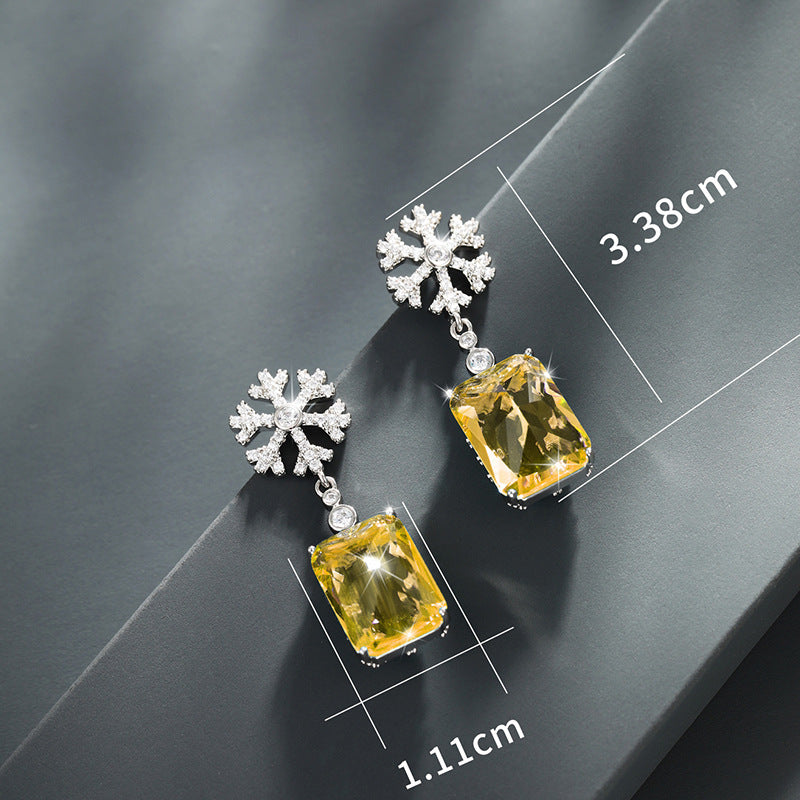 French Square Snowflake Earrings for Women