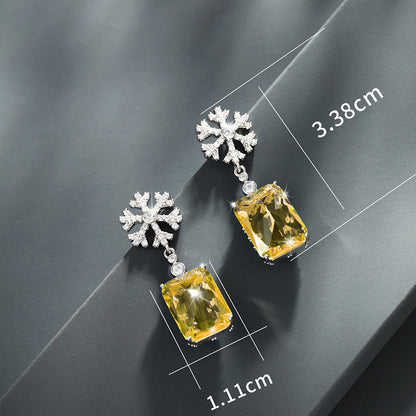 French Square Snowflake Earrings for Women