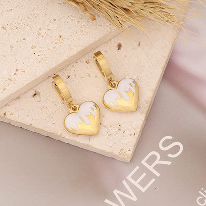 Stainless Steel Colored Love Drop Earrings